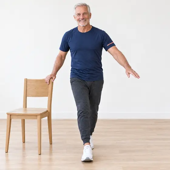 Heel-to-Toe Walk: Stand next to a wall or counter.