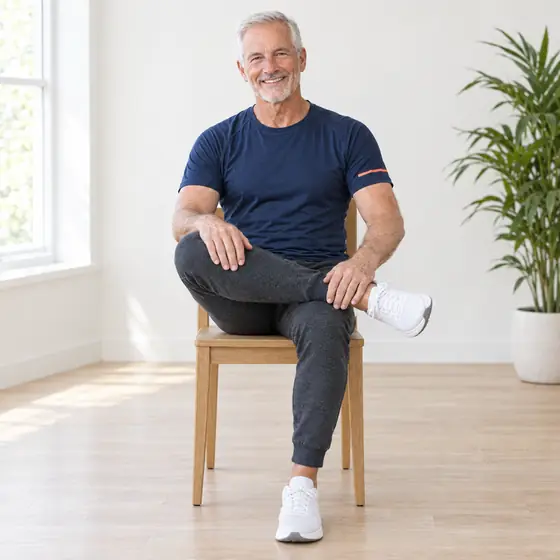 Seated Pigeon: Sit tall, feet flat.