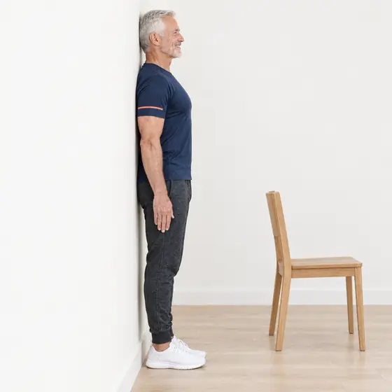 Tall Wall Stand: Stand with your back against a wall.