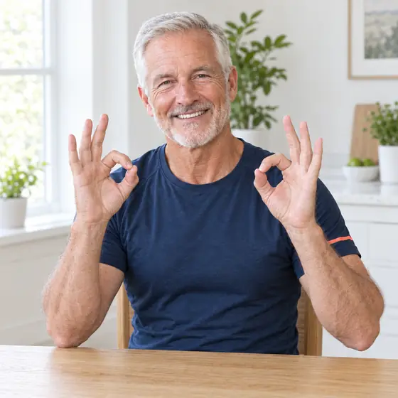 Thumb Touches: Hold one hand up, fingers straight.